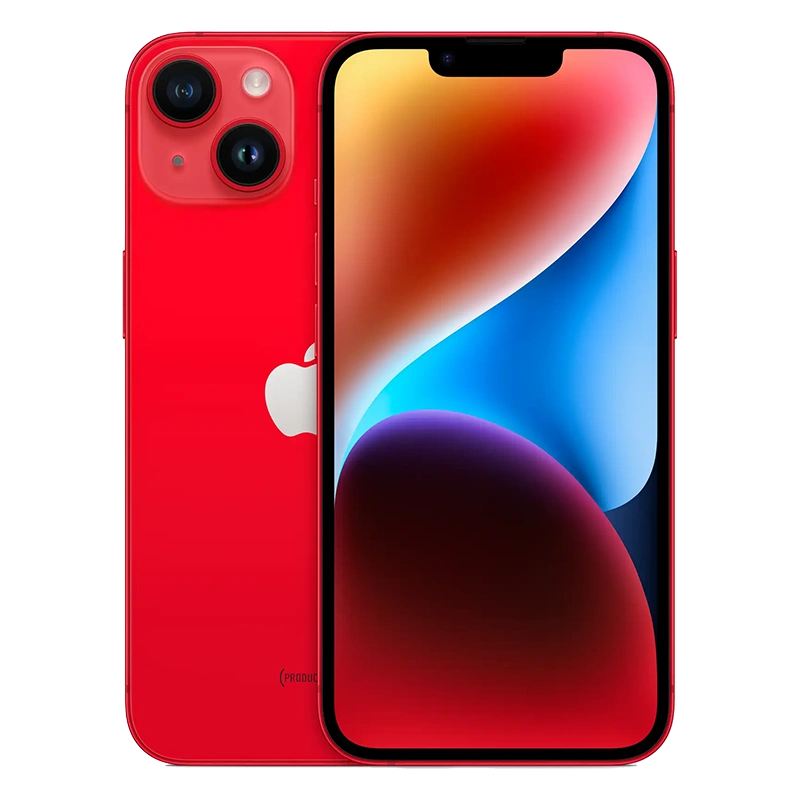 Celular iPhone 14 rojo ambas caras