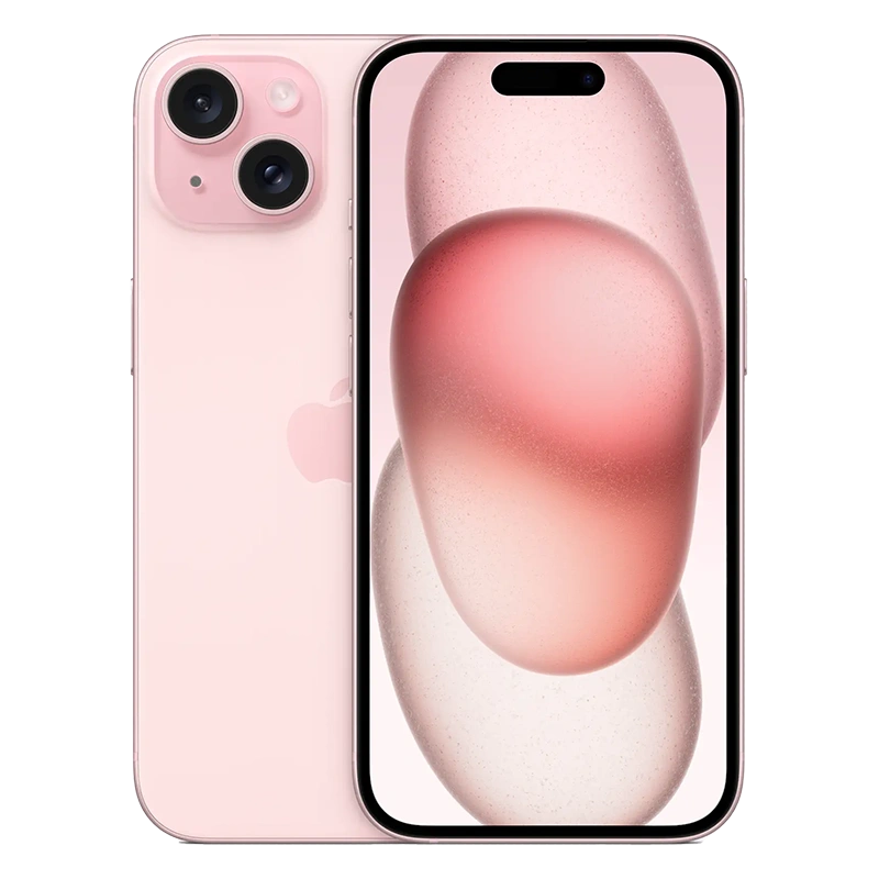 Celular iPhone 15 rosado ambas caras