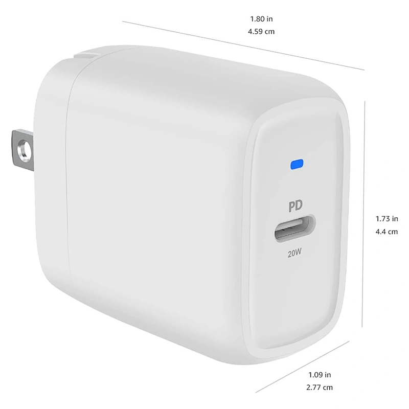 Cargador Amazon Basics 20W 1-Puero USB-C Vista 4