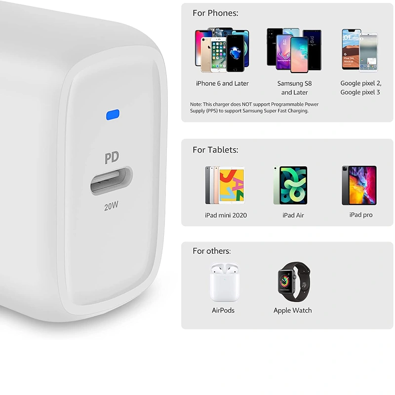 Cargador Amazon Basics 20W 1-Puero USB-C Vista 5