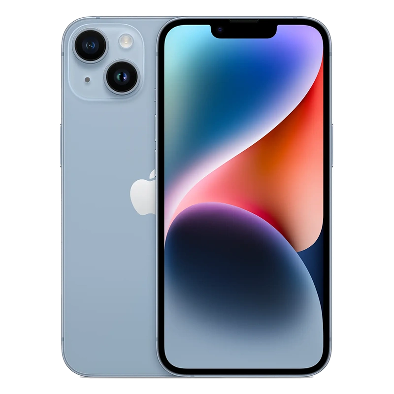 Celular iPhone 14 azul ambas caras